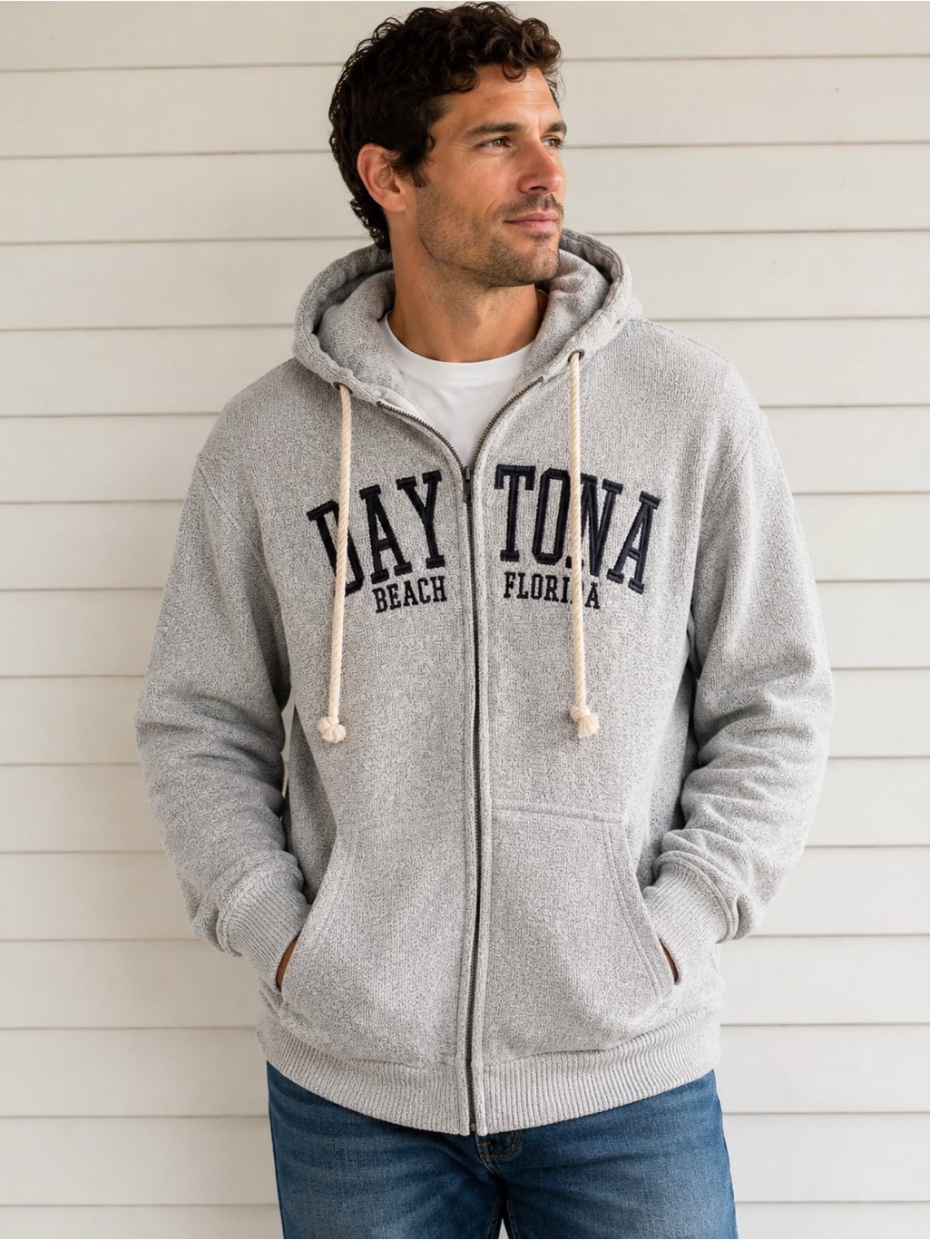 Trade Heritage Apparel Daytona Beach Florida Full Zip Hoodie Mens Large